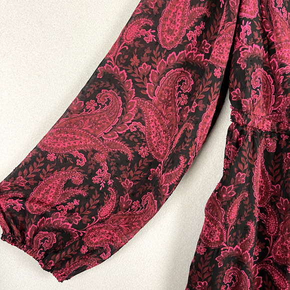 Torrid Tea Length Clip Dot Open Back A-Line Dress Womens 1X Burgundy Paisley - Picture 4 of 15